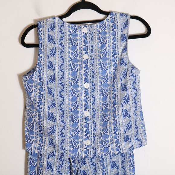 Marea Liz Joy Sloane Tank Mia Pant 2 Piece Set Womens Small Blue Floral Wide Leg - Picture 7 of 9